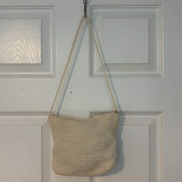 THE SAK woven lined mini purse bag crochet handle interior zippered pocket cream - Picture 4 of 15